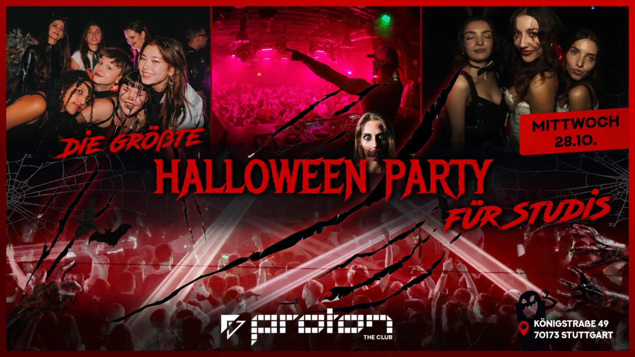 Die größte Halloween Party Stuttgart - Proton The Club | Mi, 28.10.