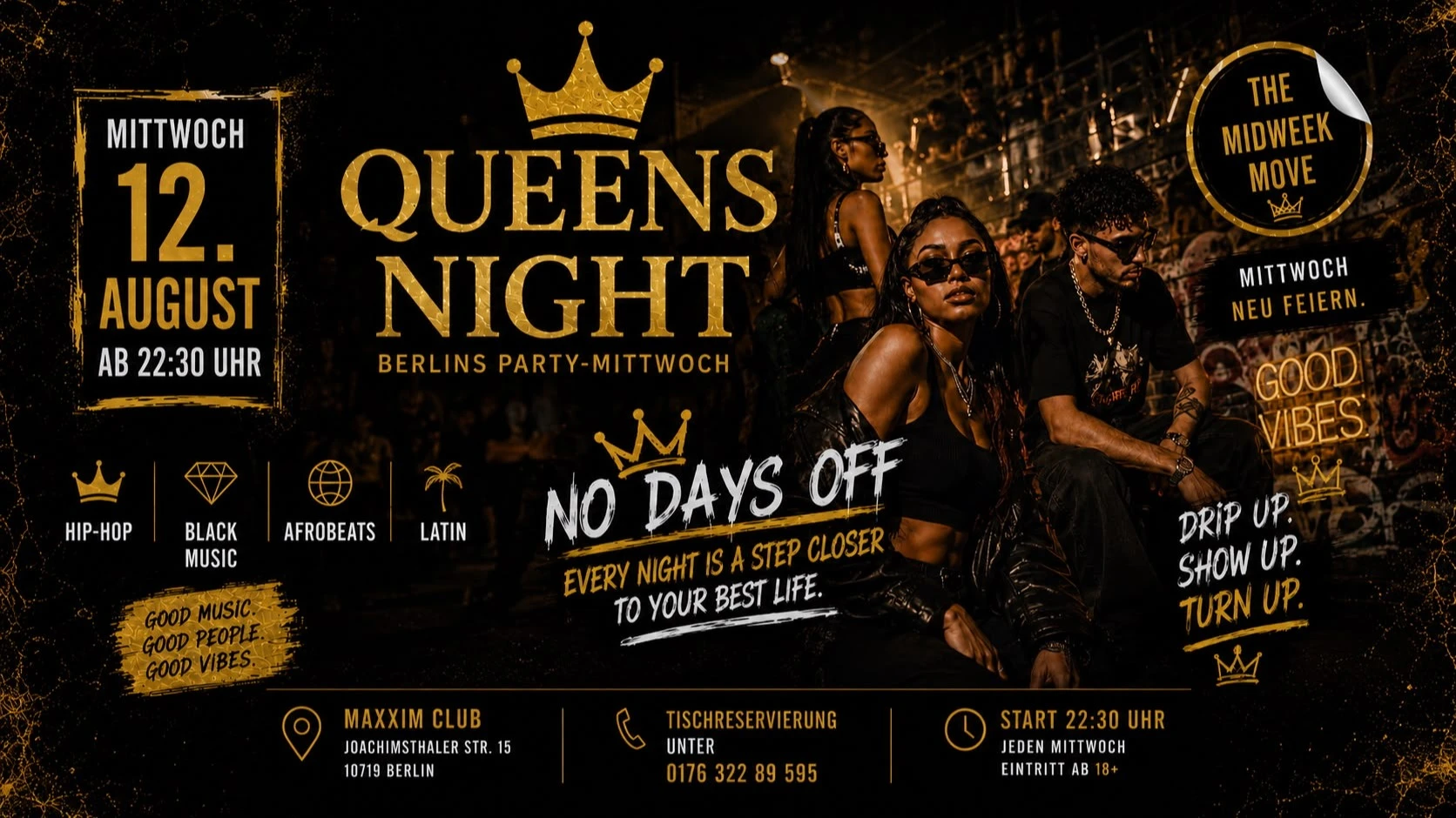 QUEENS NIGHT – NO DAYS OFF – 1/1